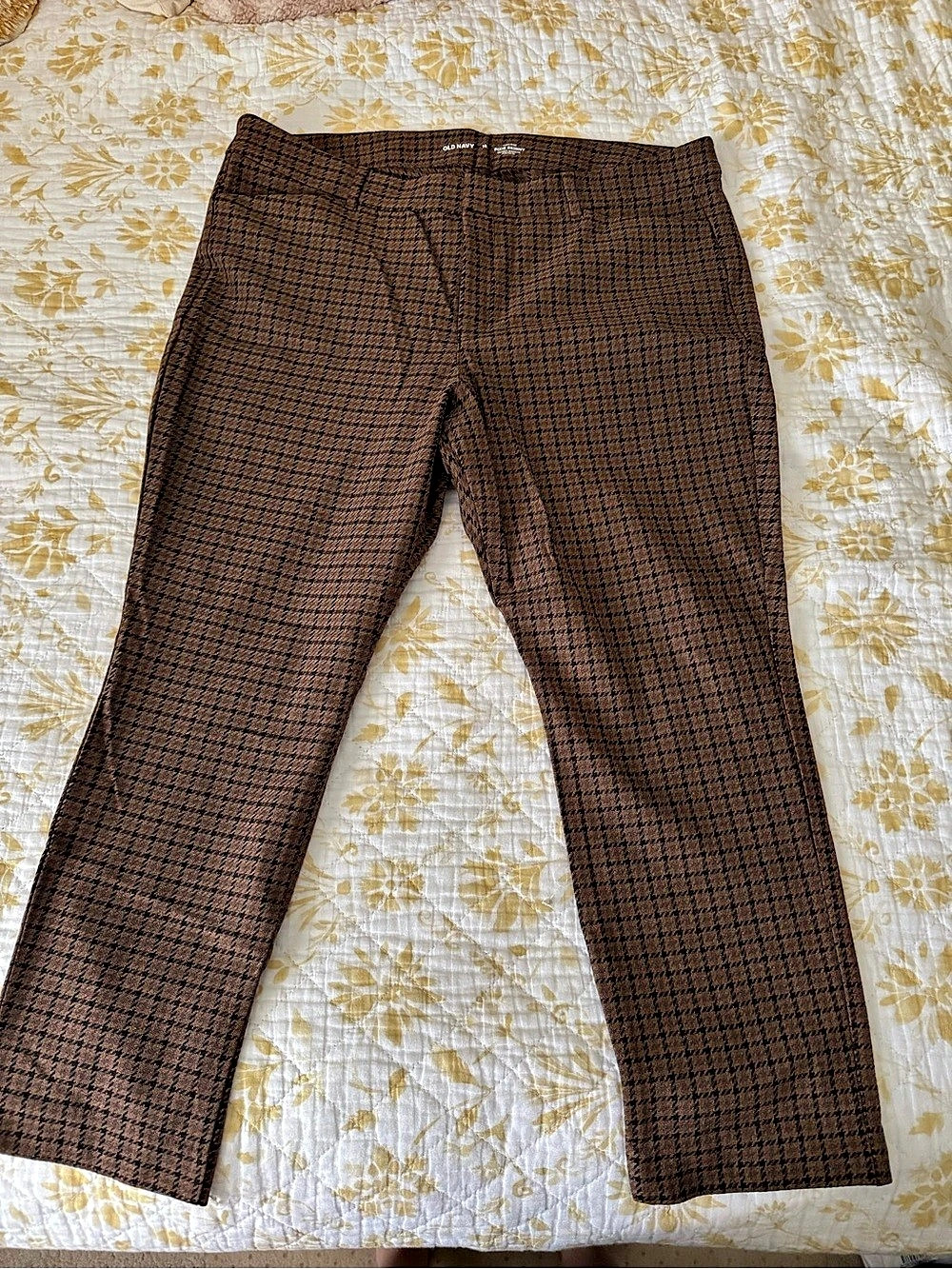 Old Navy Pixie Skinny Ankle Pants Brown Houndstooth